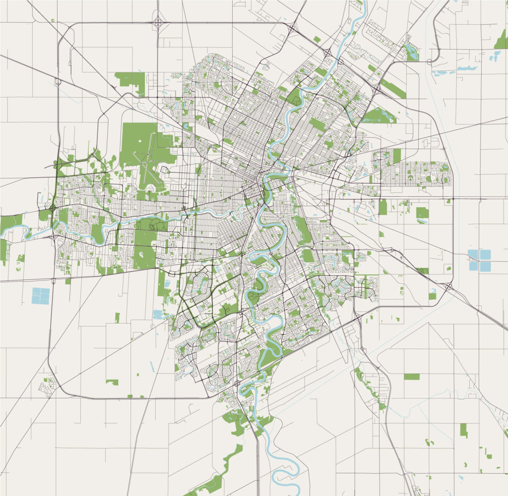 A map of the city of Winnipeg and surrounding subdivisions.